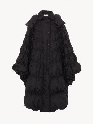 Abrigos Chloe Ruched Puffer Cape Negras | CHE-SR13815