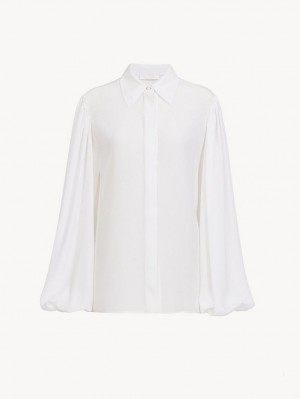 Blusa Chloe Gathered-sleeve Blancas | CHE-SR13915