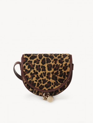 Bolsa De Hombro Chloe Mara Small Saddle Cobra Marrones | CHE-SR14603