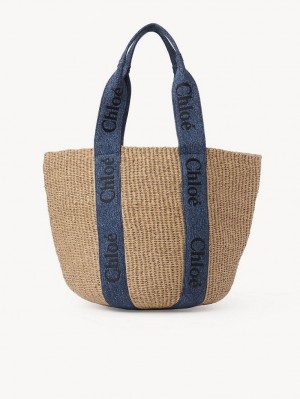 Bolso Tote Chloe Large Woody Basket Azules | CHE-SR13331