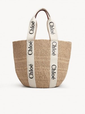 Bolso Tote Chloe Large Woody Basket Blancas | CHE-SR13332