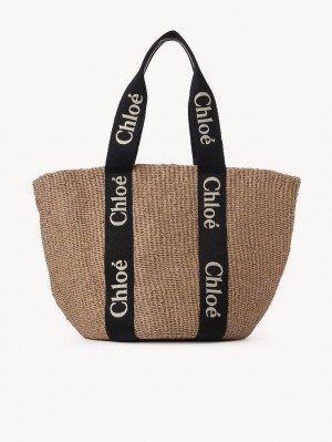 Bolso Tote Chloe Large Woody Basket Negras Beige | CHE-SR13333