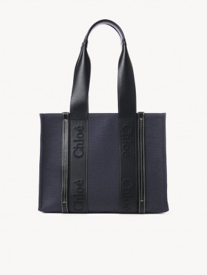 Bolso Tote Chloe Medium Woody Azules Oscuro | CHE-SR13391