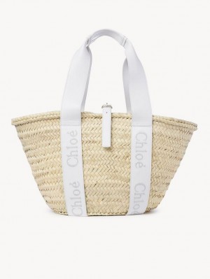 Bolso Tote Chloe Sense Medium Basket Blancas | CHE-SR13381