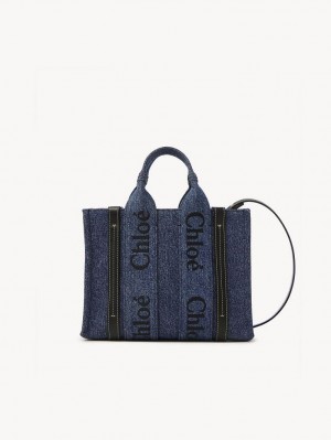 Bolso Tote Chloe Small Woody Azules | CHE-SR13315