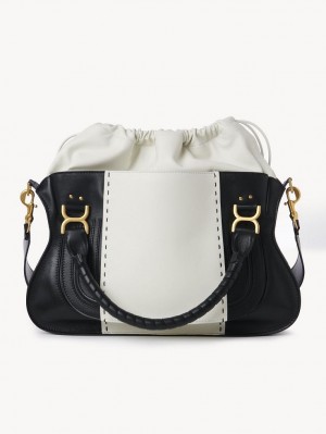 Bolsos Cruzados Chloe Marcie Large Double Carry Negras Blancas | CHE-SR13469