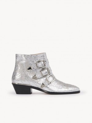 Botas Chloe Susanna Corta Plateadas | CHE-SR14212