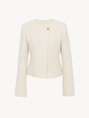 Chaquetas Chloe Collarless Fitted Blancas | CHE-SR13771