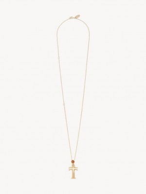 Collares Chloe Alphabet With Pendant Doradas | CHE-SR14336