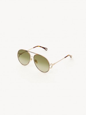 Gafas de Sol Chloe Austine Doradas Verde | CHE-SR14526