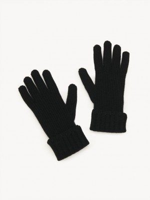 Guantes Chloe Acanalado Knit Negras | CHE-SR14488