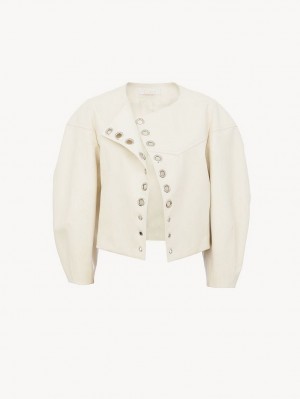 Leather Chloe Boxy Jacket Blancas | CHE-SR14104