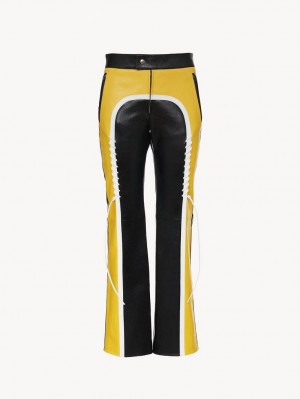 Leather Chloe Ciclismo Pants Negras Amarillo | CHE-SR14107