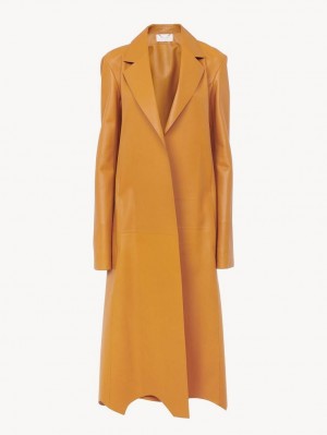 Leather Chloe Generous Wrap Coat Naranjas | CHE-SR14100