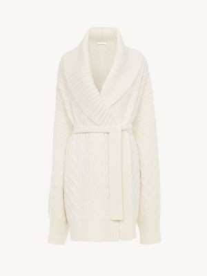 Prendas De Punto Chloe Belted Wrap Cardigan Blancas | CHE-SR13957