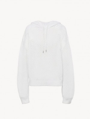 Prendas De Punto Chloe Crochet Hoodie Blancas | CHE-SR13935