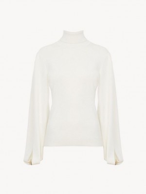 Prendas De Punto Chloe Fitted Mock-neck Blancas | CHE-SR13958