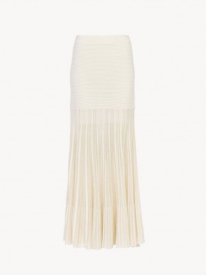 Prendas De Punto Chloe Flared Maxi Blancas | CHE-SR13940