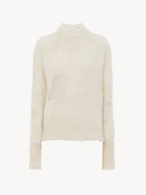 Prendas De Punto Chloe Generous Mock-neck Blancas | CHE-SR13953