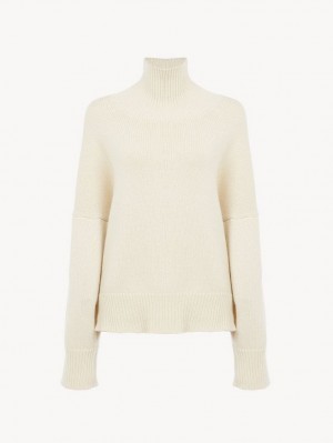 Prendas De Punto Chloe Oversized High-neck Blancas | CHE-SR13927