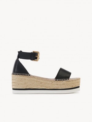 Sandalias Chloe Glyn Alpargata Negras | CHE-SR14836