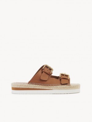 Sandalias Chloe Glyn Plataforma Alpargata Marrones | CHE-SR14832