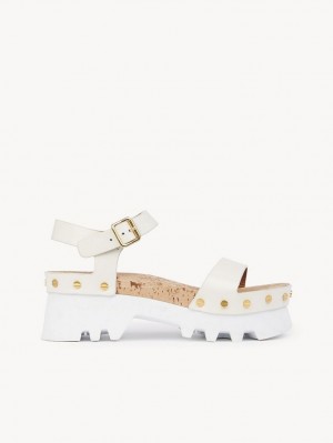 Sandalias Chloe Owena Plataforma Blancas | CHE-SR14162