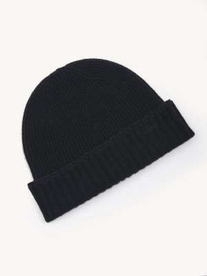 Sombreros Chloe Acanalado Knit Beanie Negras | CHE-SR14487