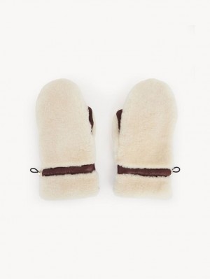 Sombreros Chloe Shearling Mittens Beige Marrones | CHE-SR14467