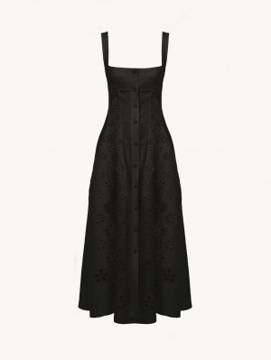 Vestido Chloe Sin Manga Midi Negras | CHE-SR13846