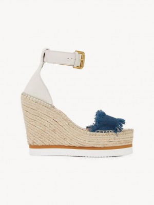 Wedge Chloe Glyn Fringed Alpargata Azules Oscuro | CHE-SR14827