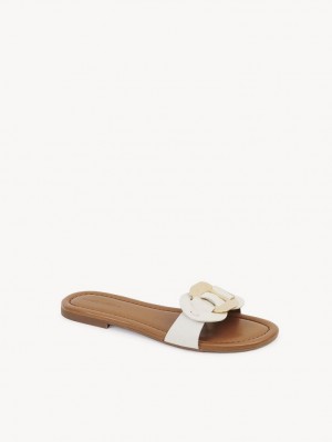 Zapatos Planos Chloe Chany Mule Blancas | CHE-SR14823