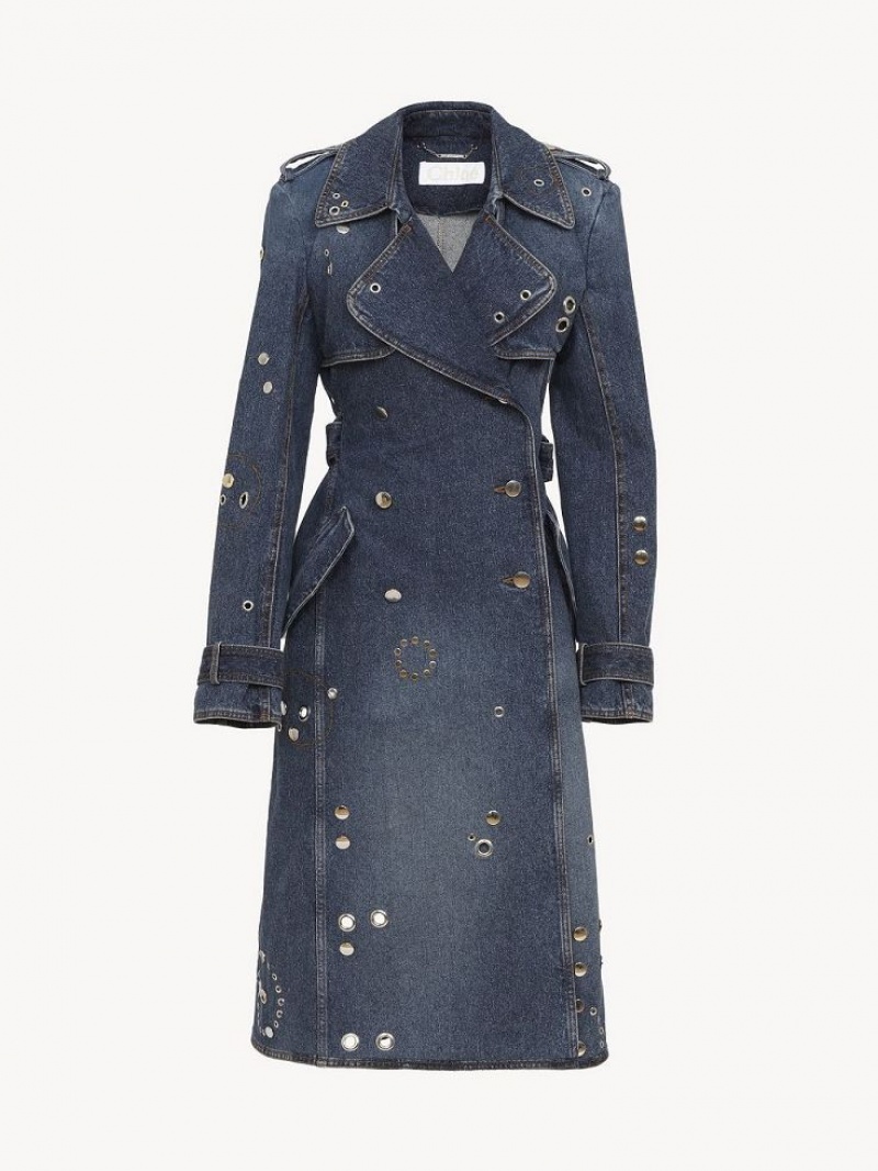 Abrigos Chloe Embellished Trench Azules | CHE-SR13792