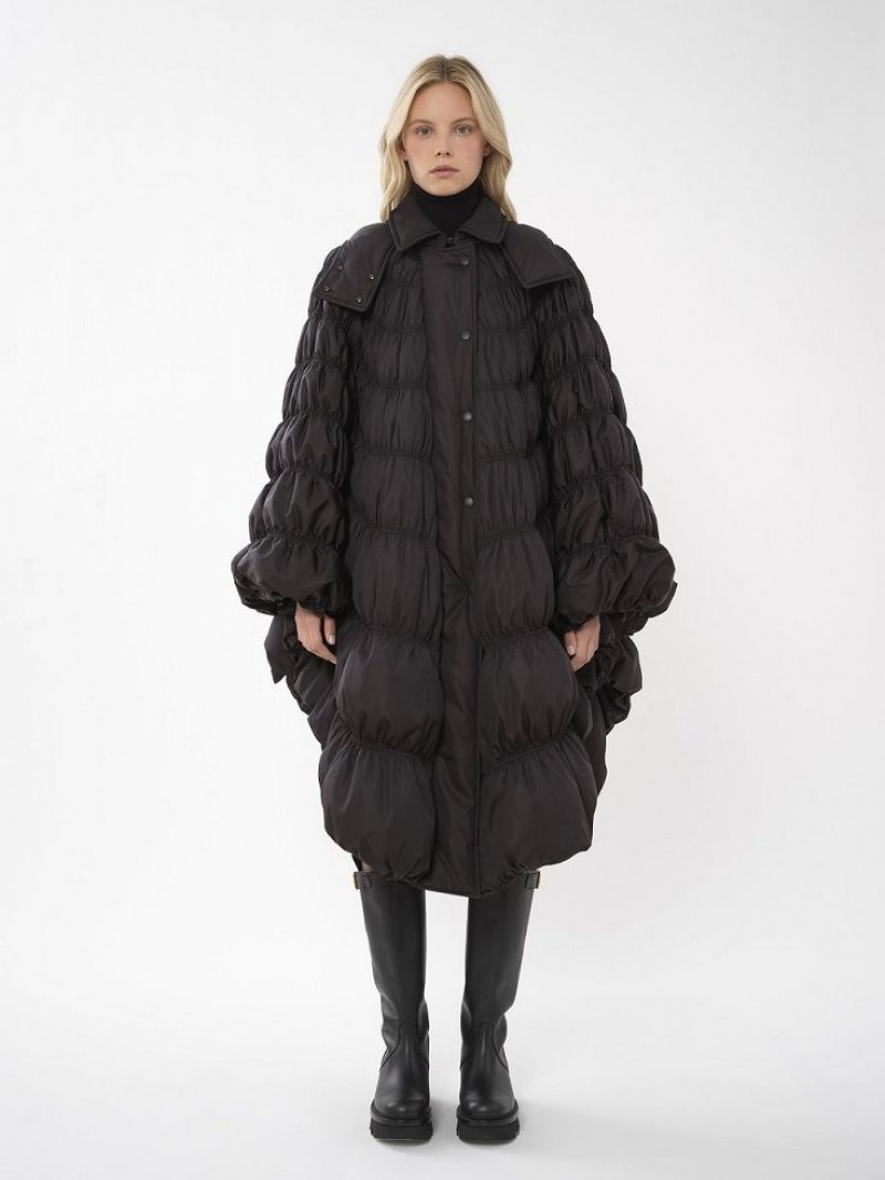 Abrigos Chloe Ruched Puffer Cape Negras | CHE-SR13815