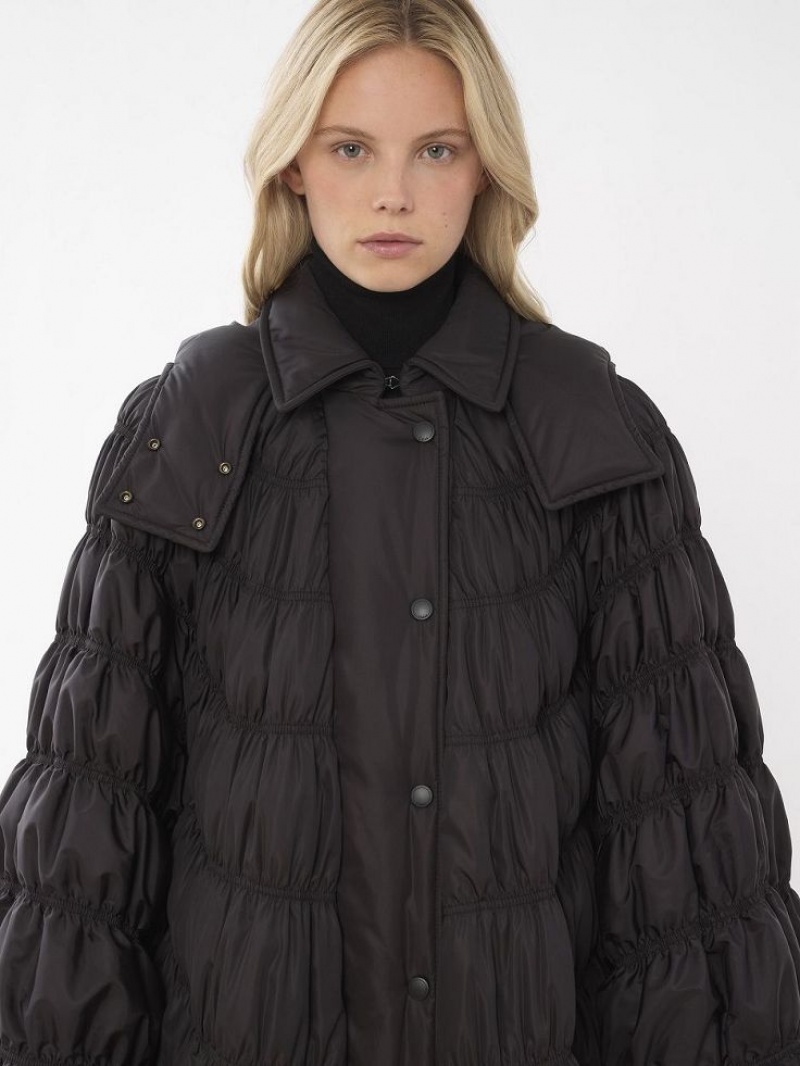 Abrigos Chloe Ruched Puffer Cape Negras | CHE-SR13815