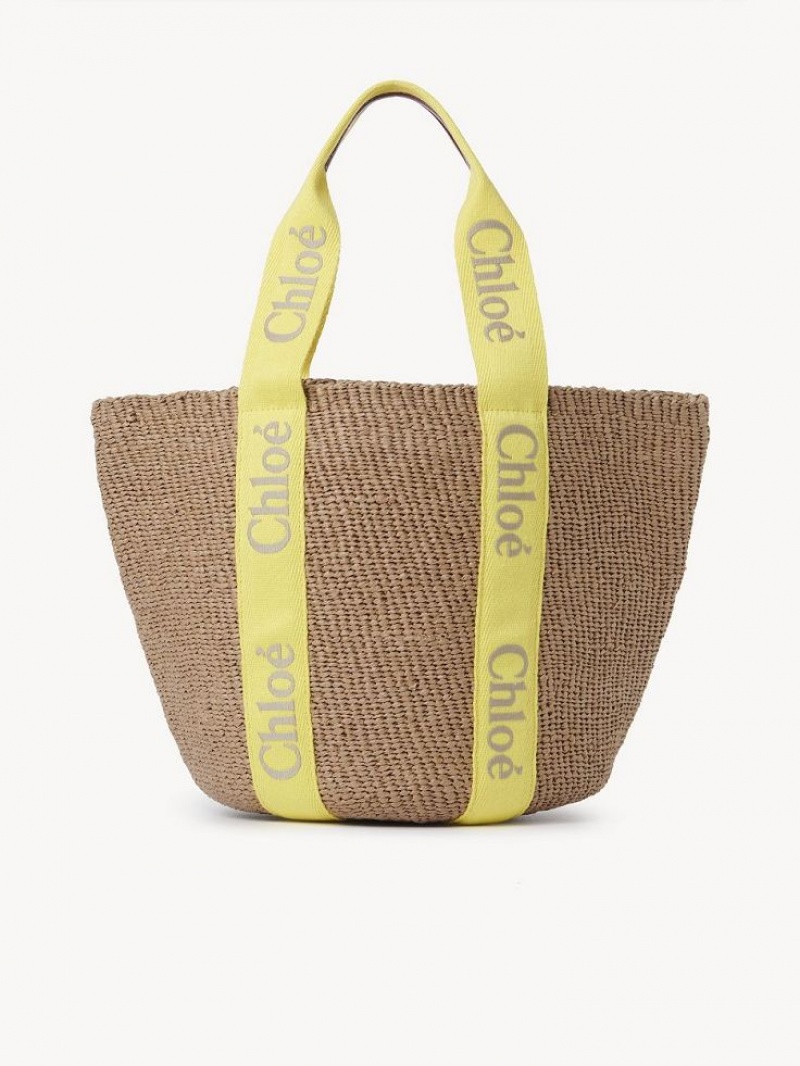 Baskets Chloe Large Woody Amarillo Beige | CHE-SR13628