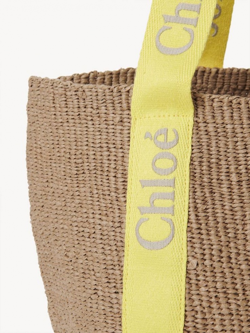 Baskets Chloe Large Woody Amarillo Beige | CHE-SR13628