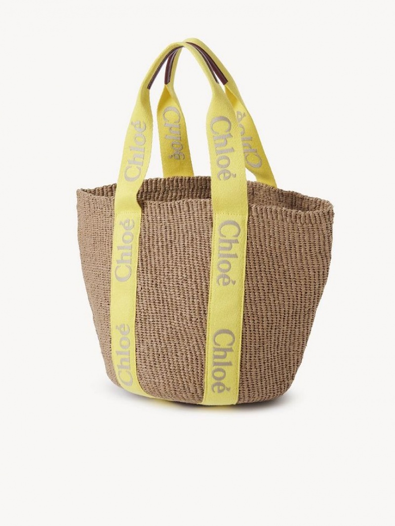 Baskets Chloe Large Woody Amarillo Beige | CHE-SR13628