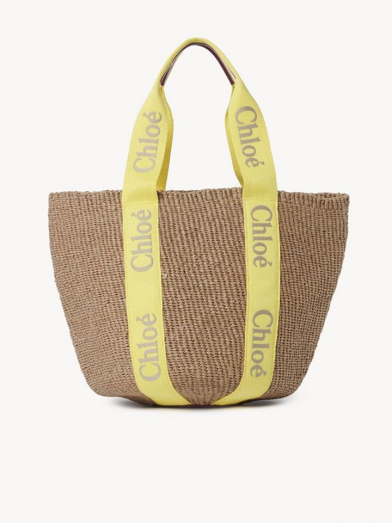 Baskets Chloe Large Woody Amarillo Beige | CHE-SR13628