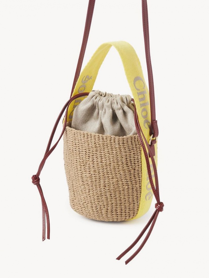 Baskets Chloe Small Woody Amarillo Beige | CHE-SR13644