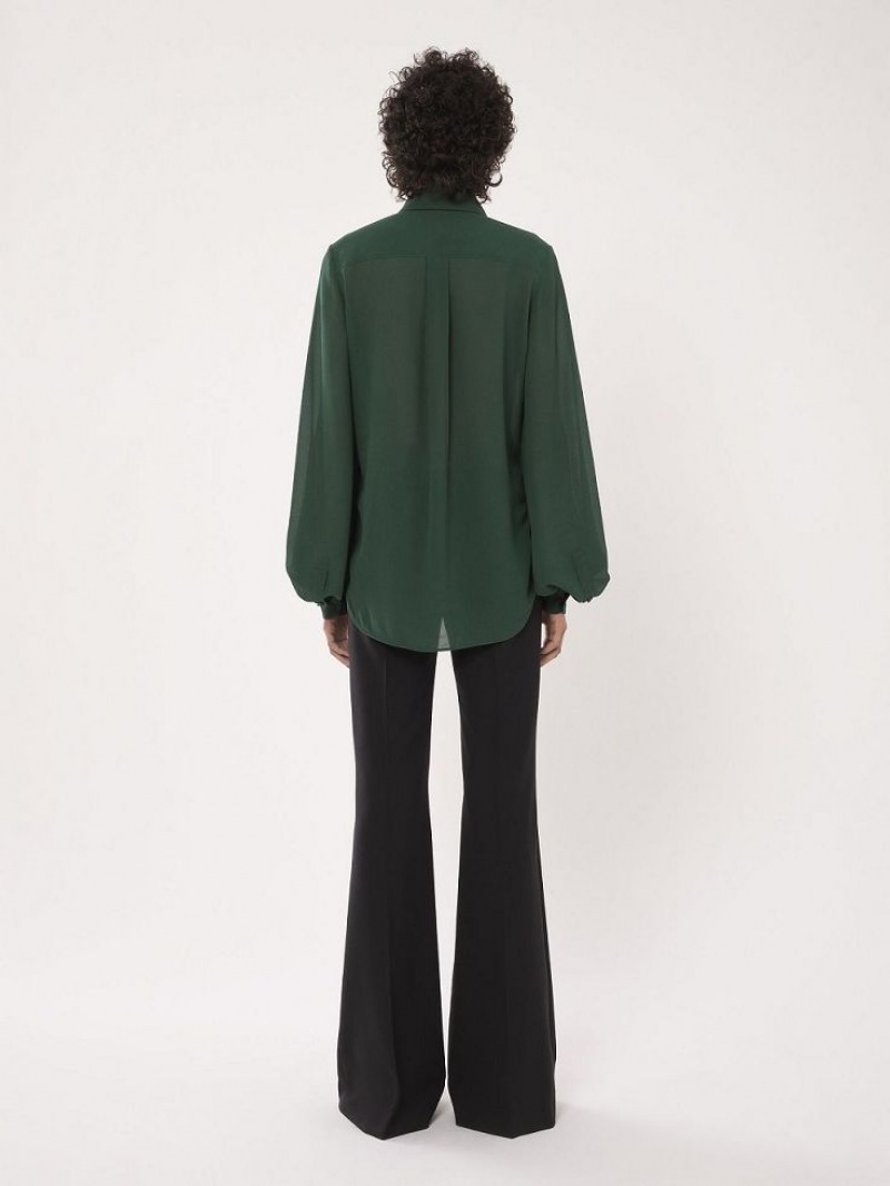 Blusa Chloe Gathered-sleeve Verde Oscuro | CHE-SR13913