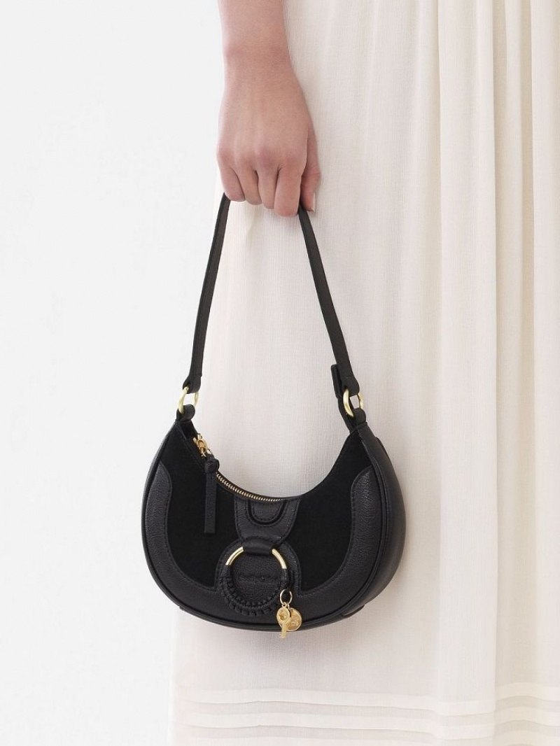 Bolsa De Hombro Chloe Hana Half Moon Negras | CHE-SR14623