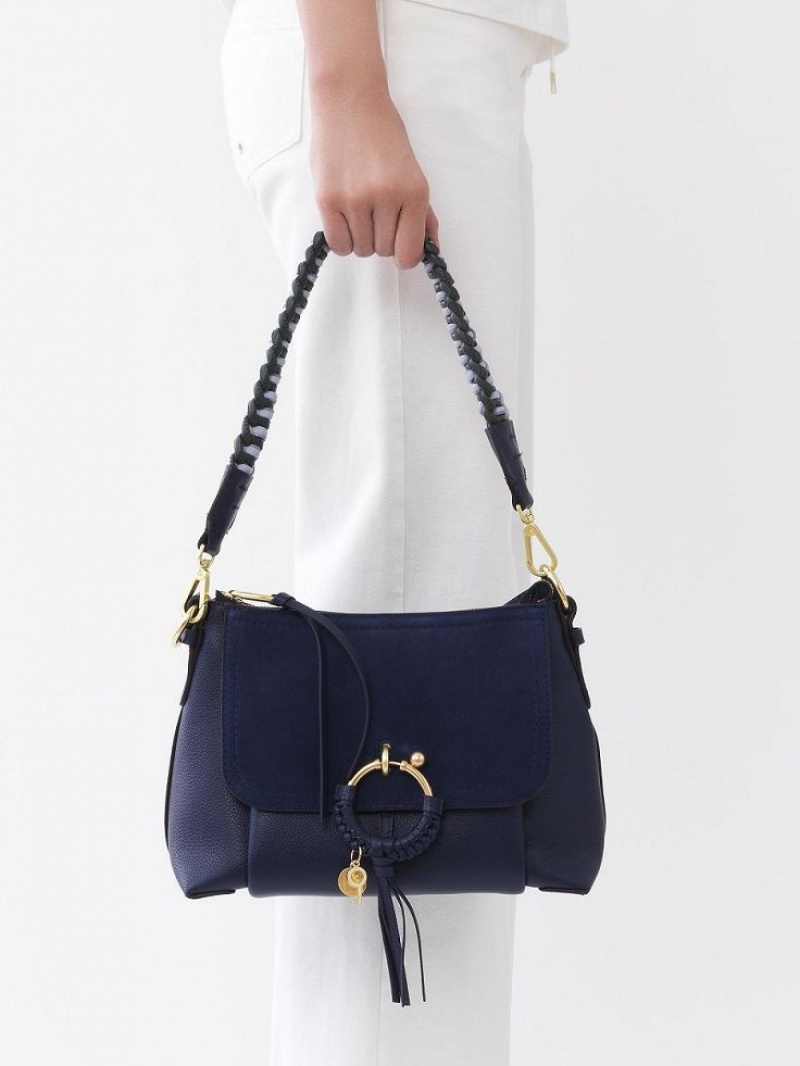 Bolsa De Hombro Chloe Joan Small Azul Marino | CHE-SR14647