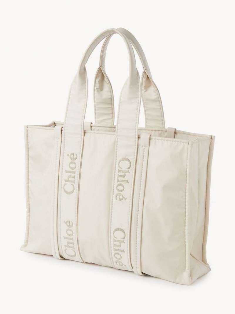 Bolsa De Hombro Chloe Large Woody Blancas | CHE-SR13429