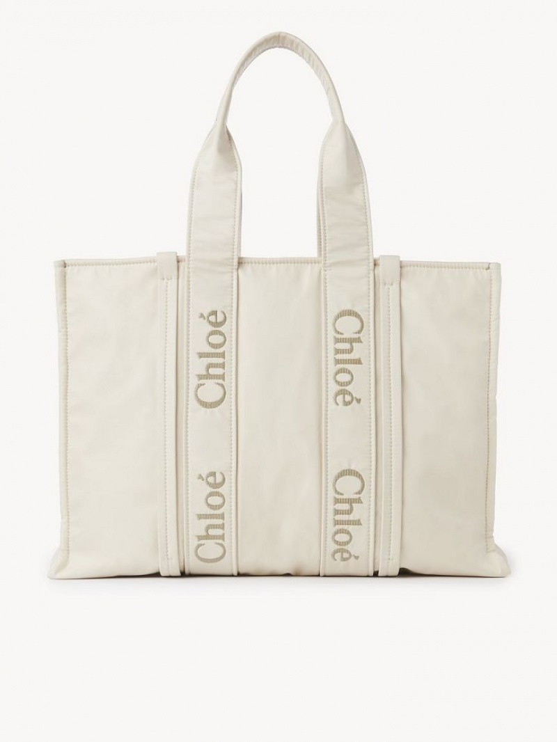 Bolsa De Hombro Chloe Large Woody Blancas | CHE-SR13429