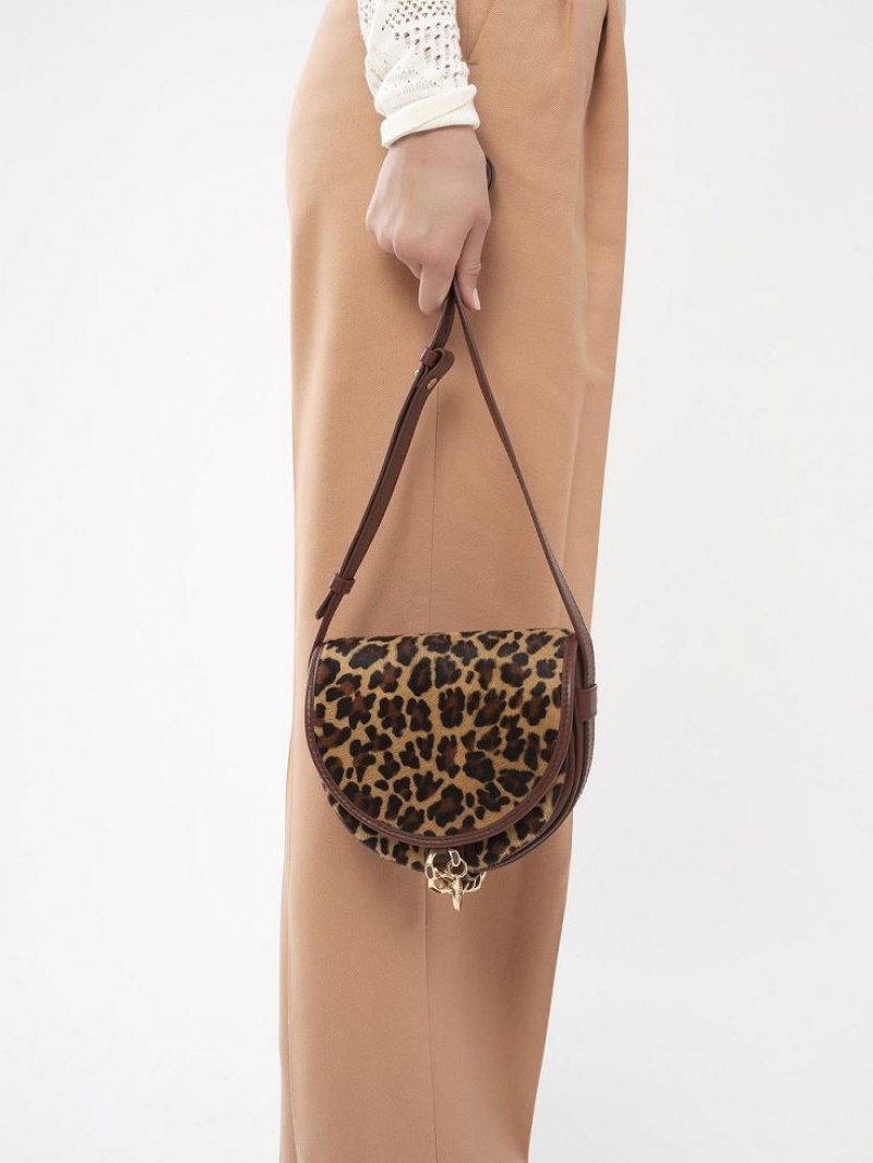 Bolsa De Hombro Chloe Mara Small Saddle Cobra Marrones | CHE-SR14603