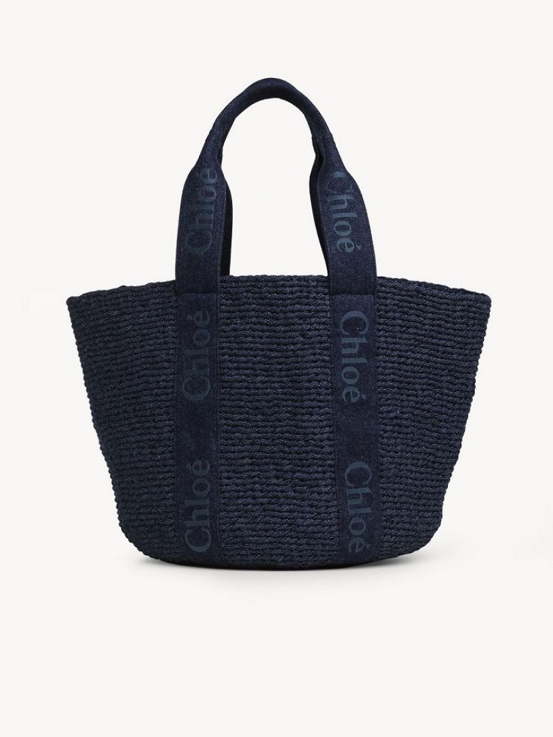 Bolso Tote Chloe Large Woody Basket Azules | CHE-SR13289