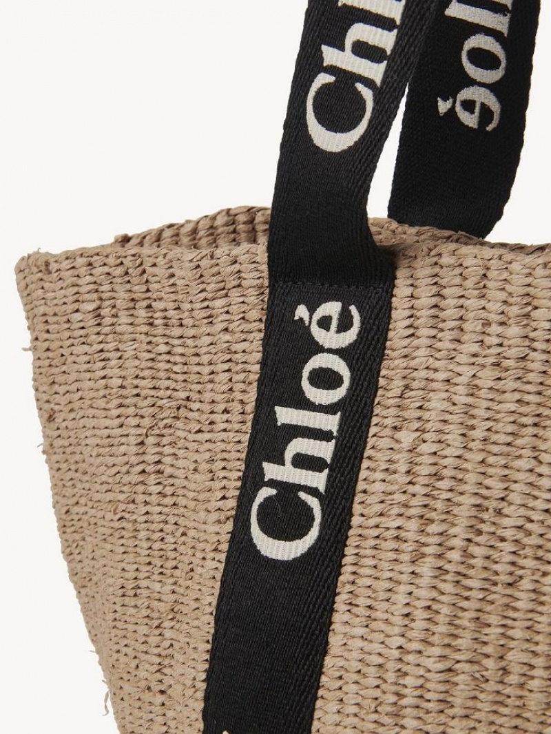 Bolso Tote Chloe Large Woody Basket Negras Beige | CHE-SR13333