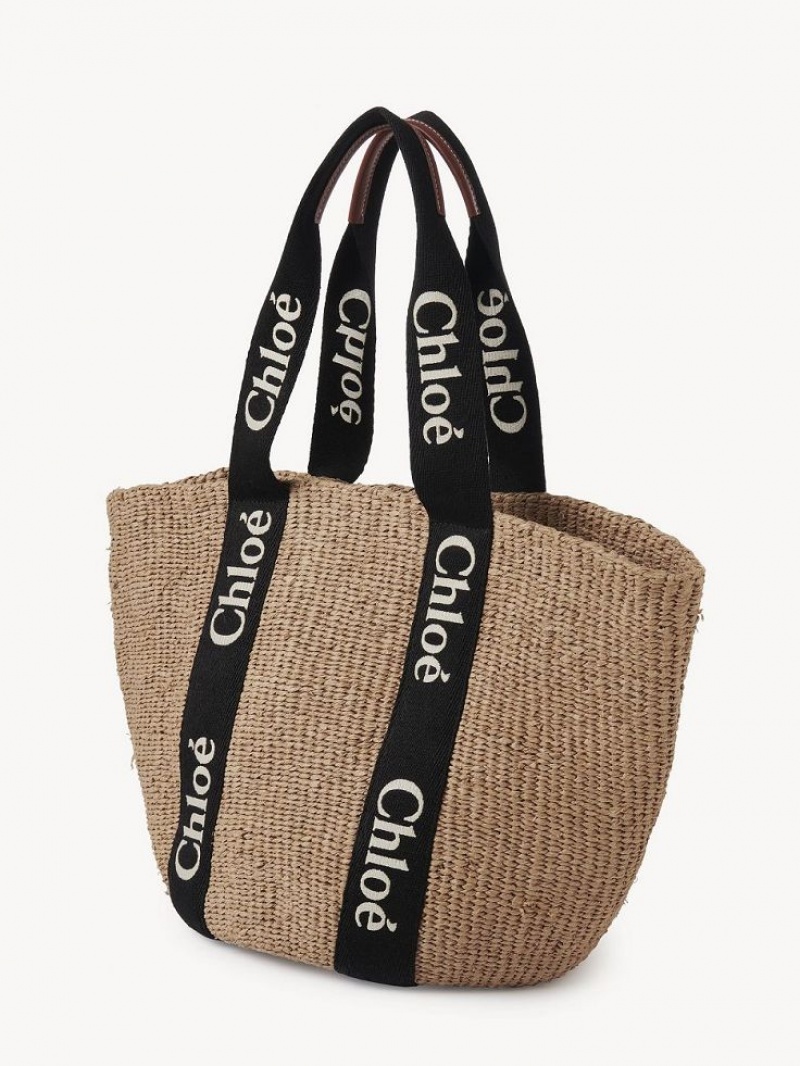 Bolso Tote Chloe Large Woody Basket Negras Beige | CHE-SR13333