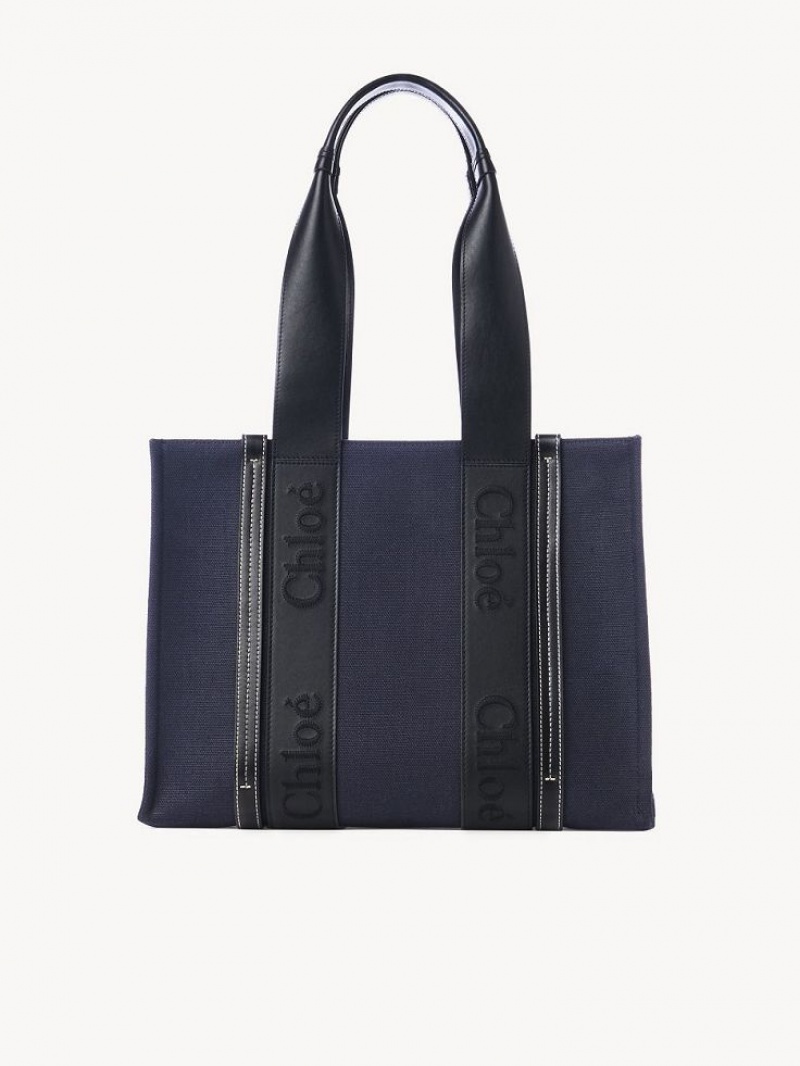 Bolso Tote Chloe Medium Woody Azules Oscuro | CHE-SR13391